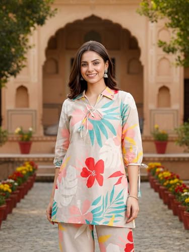 Image of Leriya Fashion Kurta Sets for Woman | Co ord Set for Women Stylish | Kurti Set for Woman | Short Kurti for Women | Kurtis | Ethnic Jaipuri Straight Kurta Set with Palazzo Pants | Salwar Suit for Party Outfits