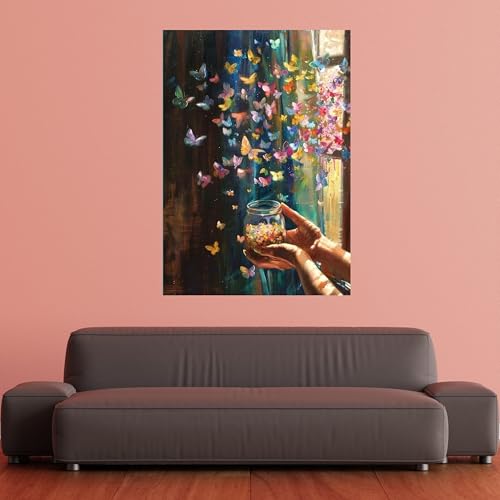 Décoration murale papillons colorés XINBAO grand tableau nature pour chambre