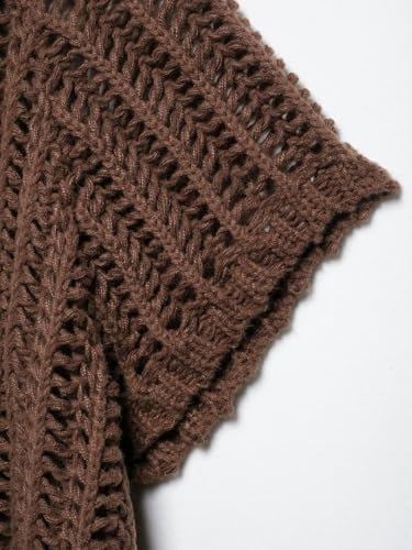 Womens Chunky Knit Cropped Sweater Vest Cute Side Bow Tie Crew Neck Short Cap Sleeve Crochet Pullover Sweater Tank Tops Y2K4