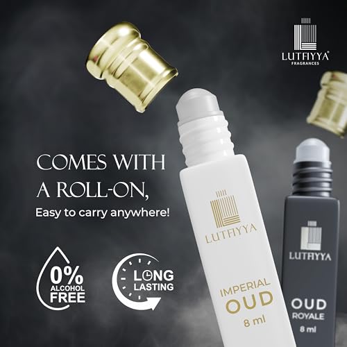 Image of Non-Alcoholic Attar Roll-On Perfume Oil (Pack of 2, 8ml Each) | Imperial & Royale Oud | Long-Lasting Amber Fragrance | Unisex Gift Set