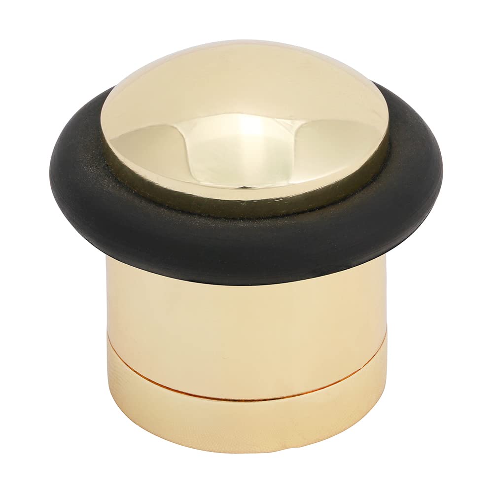 Timco Silver Cylinder Door Stop - Polished Brass - Floor Mounted - Concealed Fixing For Improved Asthetics - 41Mm