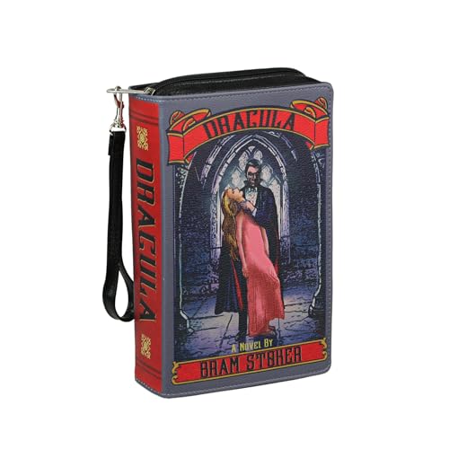 Things2Die4 Bram Stoker's Dracula Gothic Book-Shaped Clutch Bag with Crossbody or Wrist Strap, 9.25” Long, Perfect for Dark Fashion Lovers