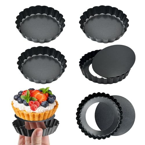 Recopilación de Moldes para tartas y bizcochos . 43 6 Piezas Mini Moldes para Hornear, 4 Pulgadas de Molde para Tartaletas de Acero Carbono Desmontable, Acero al Carbono Antiadherentes Mini Moldes para Hornear