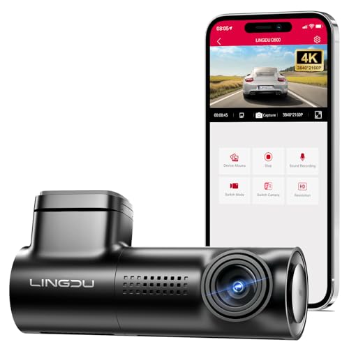 LINGDU D500 Smart Dash Cam for Cars, 4K Front Dash Cam with WiFi&GPS, 0.96" LCD Display Car Camera, Night Vision, WDR, Parking Mode, Loop Recording, G-Sensor, 150° Wide Angle