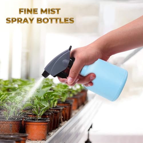 FZE Spray Bottles Pack of 2, 20 Oz/600ml Portable Plant Spray Bottle, Empty Spray Bottle with Ajustable Nozzle, Plant Mister Suitable Household Sanitation & Watering Plants (Green, Blue)2