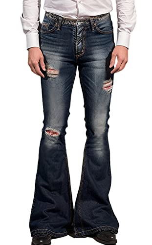 Men's Vintage Jeans Bell Bottom Pants Retro 70s 60s Outfits Flared Jeans Comfortable Stretch Fit for Disco Party2