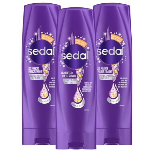 SEDAL Tratamiento Acondicionador Liso Perfecto para un cabello lacio y suave con Aceite de Macadamia, Vitamina C y Proteína de Seda 350ml x3