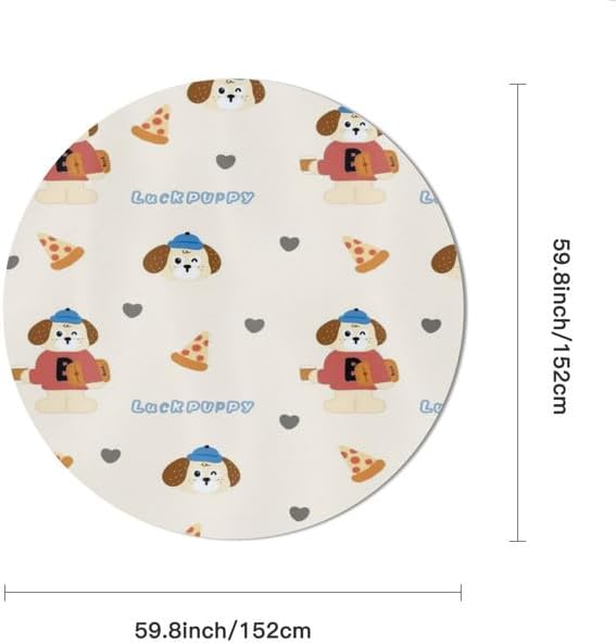 Miniatura 2 de Cute Luck Dog Round Tablecloth Table Cloth Decor Washable Table Cover with Wrinkle Resistant for Home Kitchen Dining Room Picnic Camping Party
