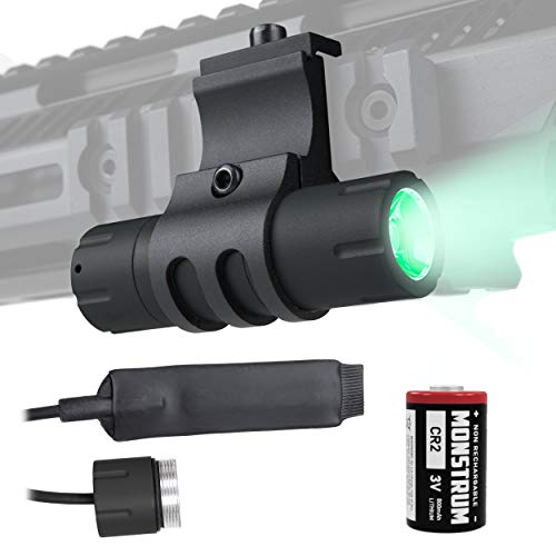 Monstrum 100 Lumens Green Light LED Ultra-Compact Flashlight with Offset Rail Mount and Detachable Remote Pressure Switch