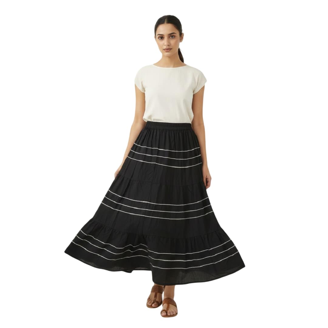PXS Women Rayon Flared Long Skirt with Gotta Patti Work | Ankle Length Ethnic Maxi Skirt for Festive, Wedding-image-48