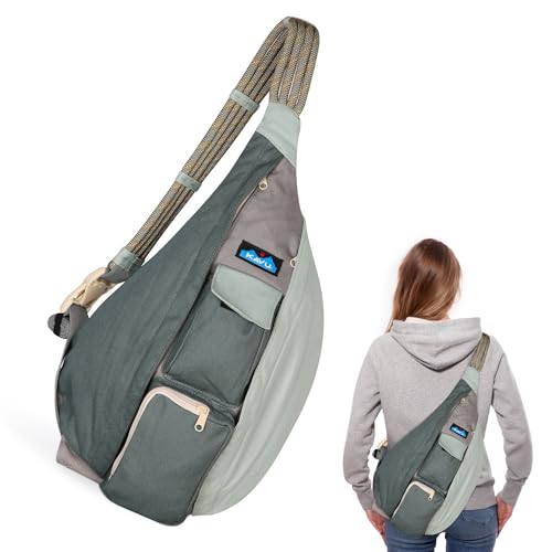 Image of KAVU Rope Sling Bag - Large Crossbody Bags for Women & Men | Hands Free, Cross Body for Travel, Hiking & Everyday Carry, with Padded Back, Adjustable Rope Strap & Cotton Canvas