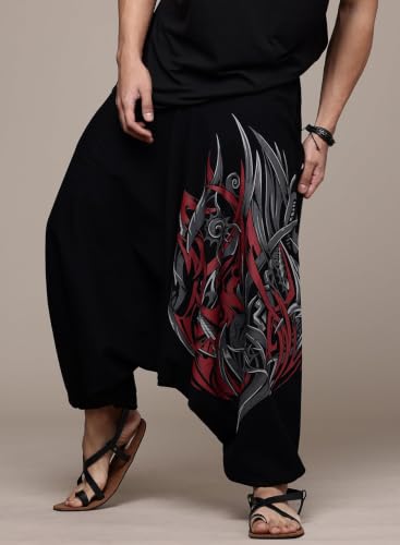 Image of The Veshti Company Printed Harem Pants for Men's Cotton Hippie Style Baggy Boho Yoga Pajama Pant with Pocket