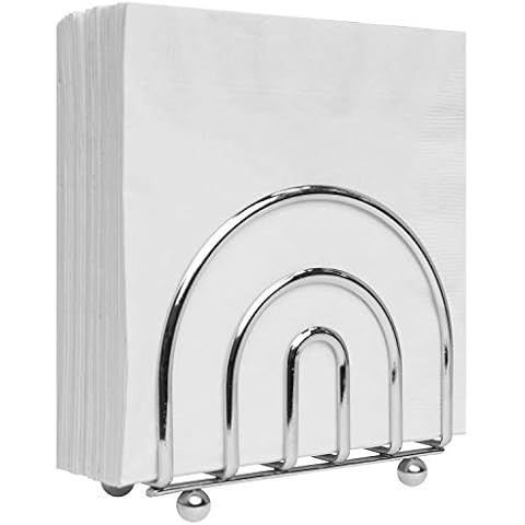 Blue Donuts Chrome Collection Napkin Holder - Classic Napkin Holders for Tables, Dining Table Napkin Holders for Kitchen, Kitchen Organization, Chrome Cover