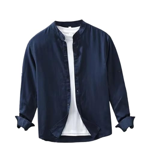 Chemise d'été manches longues lin coton homme ample et décontractée