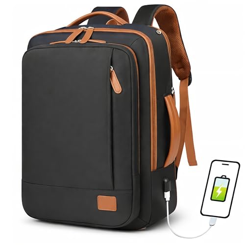 Mochila de Viagem Expansível Impermeável Notebook 15,6' | Aprovada por Companhias Aéreas | Bagagem de Mão Low Cost Porta USB, Mala de Bordo/Cabine Bolso para Molhados Casual e Viral