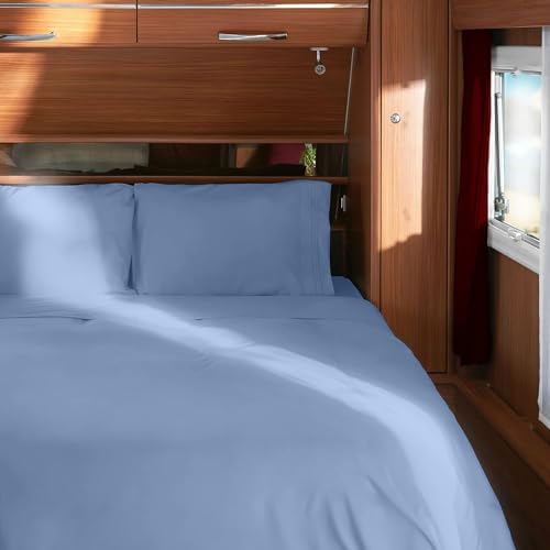 Image of Mellanni RV Short Queen Sheets - 4 PC Iconic Collection Bedding | Hotel Luxury, Extra Soft, Cooling Bed Sheets - Deep Pocket up to 10 inch (RV /Short Queen, Sky Blue)