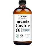 Castor Oil Organic Cold Pressed Unrefined Glass Bottle USDA Certified 100% Pure Organic Castor Oil Hexane Free Extra Virgin for Hair Growth Eyebrows Eyelashes Skin Use with Castor Oil Pack Wrap