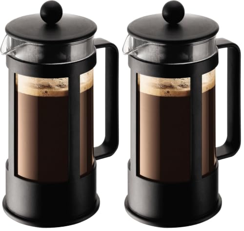 Bodum Kenya - Cafetera, 3 tazas, 0,35 l, color negro (Paquete de 2)