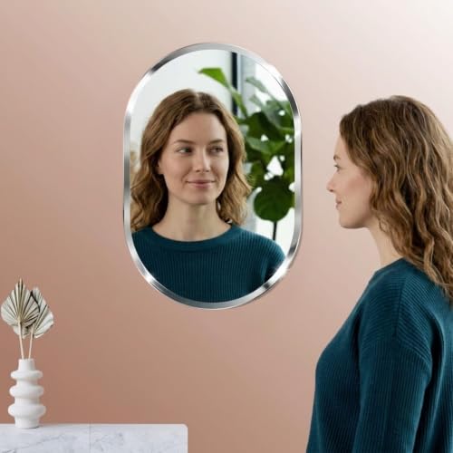 Image of Creative Arts n Frames 12x18 inch 5mm Thick Beveled Smooth Edges Frameless Wall Mount HD Mirror Home Office Hotel Decor for Living Restroom Bedroom Bathroom (Capsule Shape 12x18 inch HD Mirror)