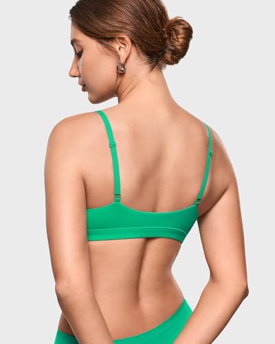 Image of INLYRIC Women's Inbarely Triangle Bralette Plunge Unlined Seamless Bra No Underwire Sexy Comfortable Everyday