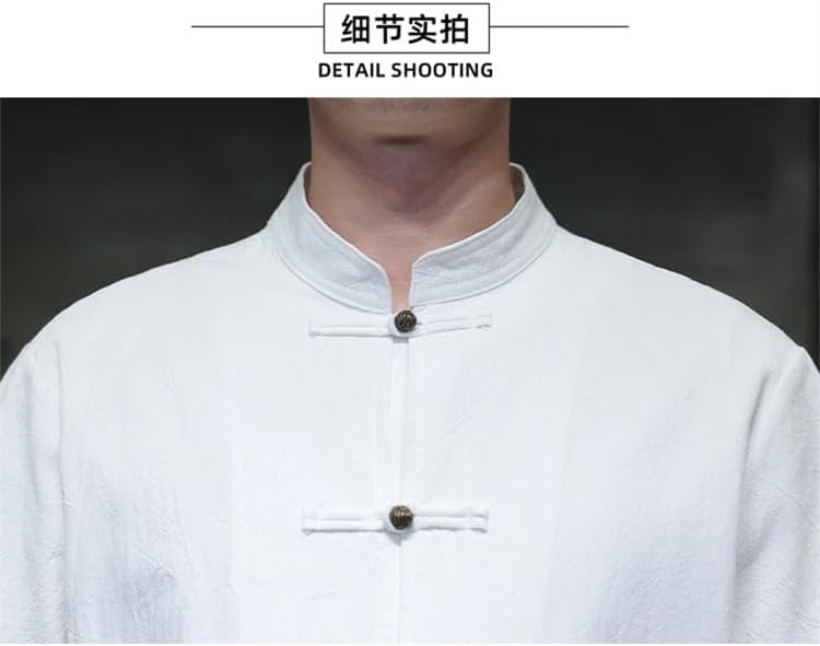 Men's Chinese Style Shirts Traditional Kung Fu Tai Chi Short Sleeve Tang Suit Uniform Shirt Blouses