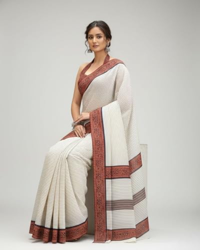 Image of Jack & Jini Women's Pure Georgette Floral Printed Saree with Unstitched Blouse Piece | Ready to Wear Casual & Daily Wear Sari for Women | Gift for Mother, Wife. Saree for women
