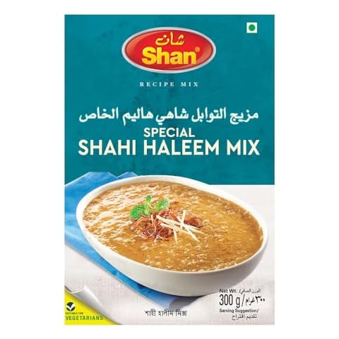 Shan Shahi Haleem Recipe Mix 10.5 oz (300g) - Spice Powder for Traditional Meat, Lentil and Wheat Curry - Suitable for Vegetarians - Airtight Bag in a Box Cover