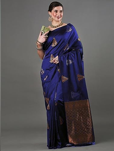 Image of Flosive Women's Dark Color Kanjivaram Silk Saree With Weaving Work
