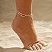 JECOMY Ankle Bracelets for Women, 14K Gold Plated Waterproof Dainty Anklets for Women, Hypoallergenic Trendy Lightweight Jewelry Gifts