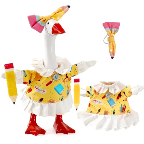 7 Inch Mini Desk Goose Outfits Back to School Pencil Desk Goose Clothes Accessories Back to School Decor for Desktop Goose Statues Teacher Office and Home Table First Day of School Gifts
