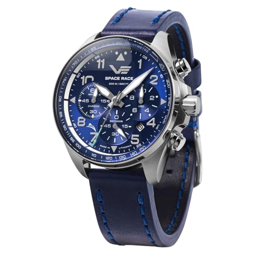 Vostok Europe Space Race 325A742 - Orologio da uomo, cronografo con cinturino in pelle, 20 ATM