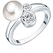 Produktbild Valero Pearls Damen-Ring Hochwertige Süßwasser-Zuchtperlen in ca. 8 mm Button weiß 925 Sterling Silber Zirkonia weiß - Perlenring mit echten Perlen weiss 60200012