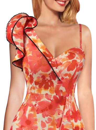 Image of VFSHOW Womens Ruffle One Shoulder Wedding Formal Prom Evening Maxi Dress