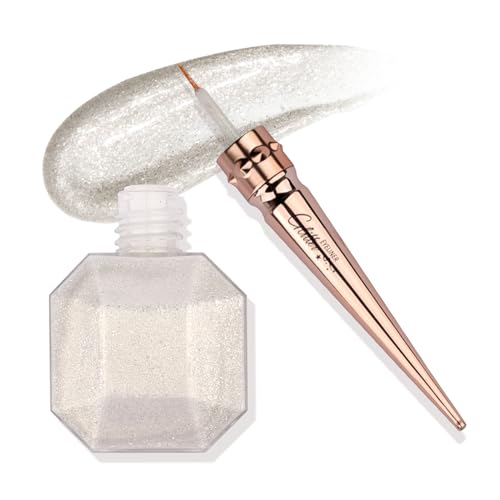 FADVAN No.5 Glitter Metallic Eyeliner Platine Eyeliner Métallisé Pailleté Longue Durée Extrêmement Fin, Peut être Utilisé Comme Ombre à Paupières...