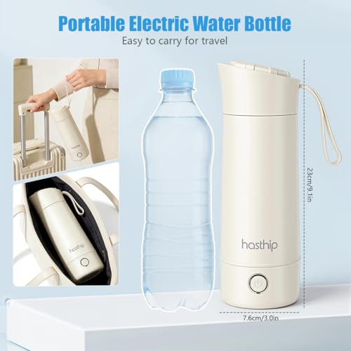 Image of HASTHIP Electric Kettle 400ml Water Heater Portable Water Kettle Electric for Travel 304 Stainless Steel Liner Hot Water Kettle for Tea, Milk, Coffee & More, LED Indicator & Steam Release System