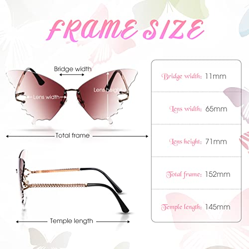 10 Pairs Butterfly Rimless Sunglasses for Women - Flames and Fun Vintage Metal Frame Novelty Adult Sunglasses, 10 Colors4
