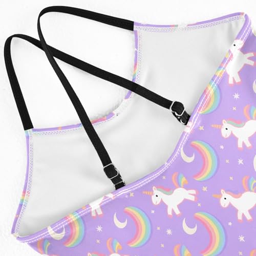 senya Girls Swimsuits One-Piece Swimwear Tie Bathing Suit Beach Summer Round Neck 7-8T Unicorn Pattern4