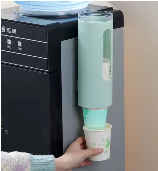 Gnanex Wall-Mounted Paper Cup Dispenser, Plastic Storage Container with Window,Wall Mounted Plastic Drinking Water Cup Dispenser with Adhesive Sticker(Multi Color - 1 pcs) 1