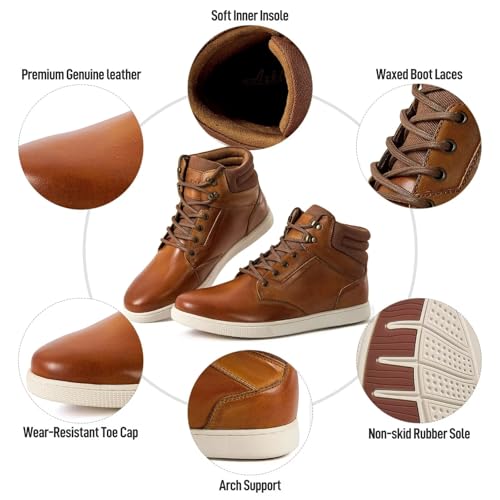 Image of Arkbird Casual Sneaker Boots, High-Top Sneakers Lace-up Leather Chukka Shoes for Men