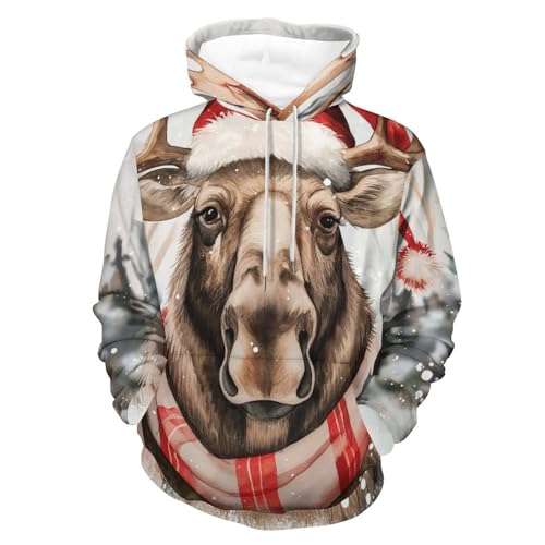 Renne de Noël Sweat à Capuche pour Homme et Femme Taille S
