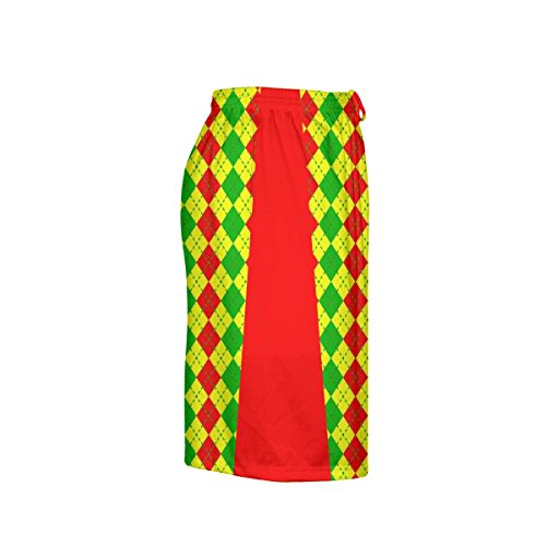 Argyle Christmas Shorts - Green Red Argyle Lacrosse Shorts - Athletic Shorts (Extra Large) #TOP2