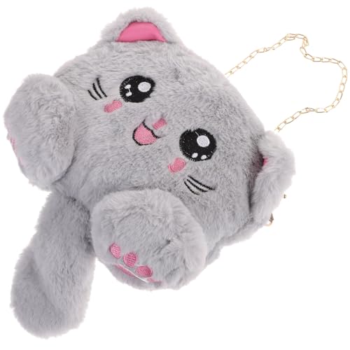 VILLCASE Bolso Bandolera de Felpa para Mujer Diseño de Gato, Bolso de Hombro Cómodo Gran Capacidad Adecuado para Otoño E Invierno