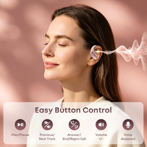 Image of sajawass Wireless Earbuds Bluetooth 5.4 Headphones, IPX7 Waterproof Earphones, Over-Ear Earphones, Noise Canceling Ear Buds with 75hr Playtime, LED Power Display for Sports /Workouts - Rose Gold