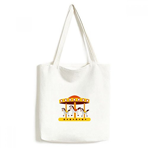 Sac fourre-tout en toile carrousel multicolore 33x40cm lavable pour le shopping