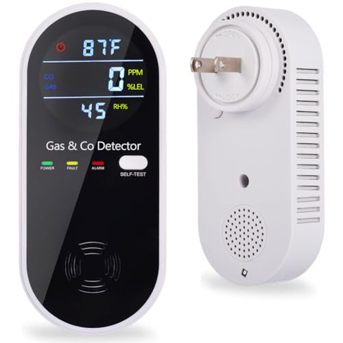 Combination Gas & Carbon Monoxide Detector Plug in Wall, WESHLGD Portable Natural Gas and Carbon...