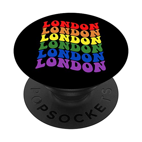 London Gay Pride LGBTQ Rainbow LGBT Groovy Retro PopSockets Swappable PopGrip