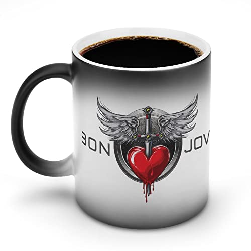 マグカップ おしゃれ 330ml 耐熱 可愛い 人気 カフェマグ エスプレッソカップ コーヒーカップ Bon Jovi ボン・ジョヴィ ロゴ お茶 食器 セラミック 陶器 大きい 温度で色が変わる不思議なマグ 大容量 家庭用 オフィス用 パーティカップル