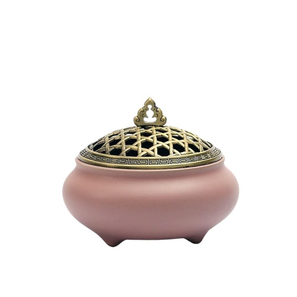 censer Ceramic Incense Burner Ideal For Smudging, Burning, Ritual Purpose, Decoration(Pink)