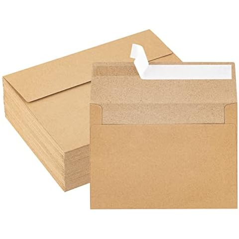 Kraft Envelopes, 50 Pack, 5 x 7 Inch, Brown Envelopes,A7 Envelopes, Card Envelopes, Kraft Paper Envelopes, Invitation Envelopes, Postcard Envelopes Cover