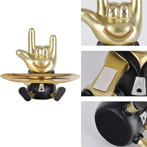Estatua decorativa abstracta de mano con bandeja miniatura 5